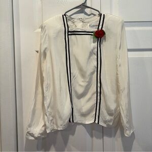 Vintage Francine B White Rosette Blouse - Size 5/6